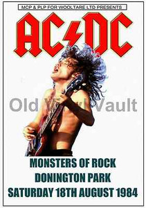 ac dc concert poster donington park 1984 monsters of rock a3 size concert poster size