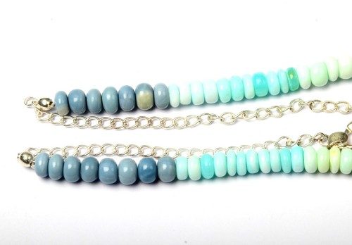 Multi Opal Necklace Adjustable 925Silver Lock 16 Inch Length 7-8 MM Smooth Beads - Picture 4 of 4