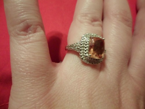 Champagne Quartz Ring w/White Topaz Accents in Platinum Overlay-Size 7-3.11 CTW - Picture 4 of 6