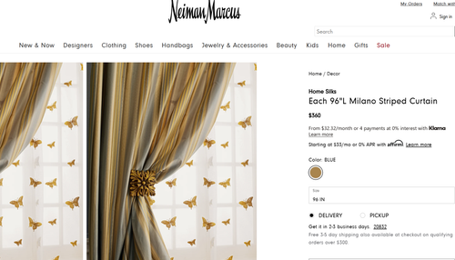 Neiman Marcus Striped Silk Drape (One Panel) - Picture 5 of 5