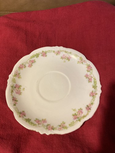 MZ AUSTRIA HAPSBURG CHINA HAB95 PATRÓN PLATILLO 6” Rosa y Verde Floral Festoneado - Imagen 1 de 9