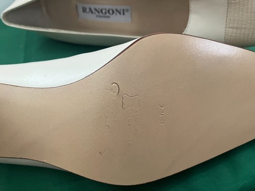 RANGONI Firenze Women Pumps Shoes Beige Size 7.5B Loafer Heel Made In Italy - Picture 8 of 9