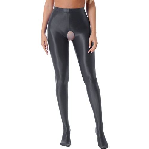 UK Womens Oil Shiny Glossy Crotchless Tights High Stretch Tights Dance Pantyhose - Picture 52 of 120