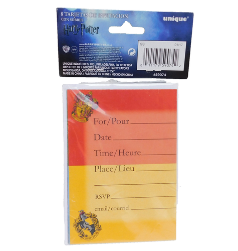 Harry Potter Party Invitations 8 Count Hogwarts Wizard You're Invited NEW - Picture 2 of 4