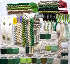 Handpainted Needlepoint Canvas.Lot of Threads/Fibers . Green Shades