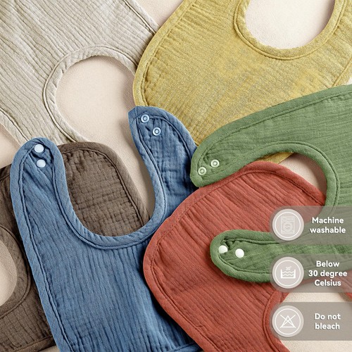 Muslin Baby Bibs for Unisex Boys Girls Cotton Drool Bibs Adjustable Newborn B... - Picture 5 of 7
