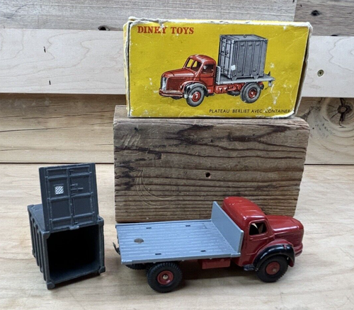 Vintage Dinky Toys #34B Plateau Berliet AVEC Container Truck Made in France - Picture 8 of 18