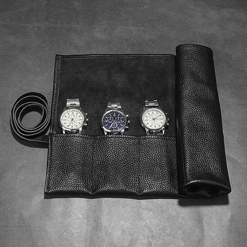 Estuche enrollable para reloj de cuero genuino 6 ranuras caja de viaje reloj bolsa de almacenamiento soporte # - Imagen 3 de 7