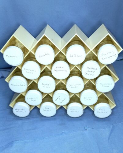 Vintage MCM Copco Lubge-Randel White Honeycomb Spice Rack 18 Jar Modern Holder - Picture 2 of 3