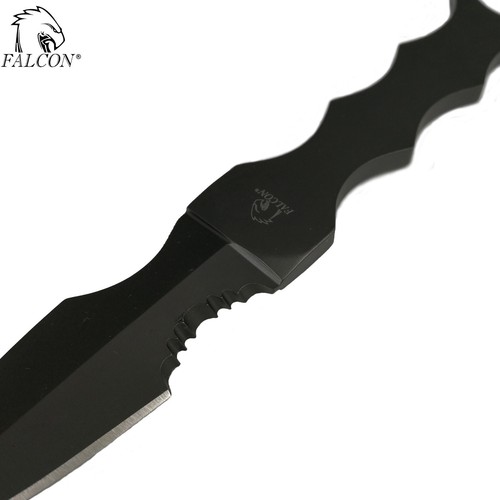 Falcon 7 1/2" Tactical Dagger and Half Serrated Single Edge Fixed Blade w/Logo - Picture 12 of 57