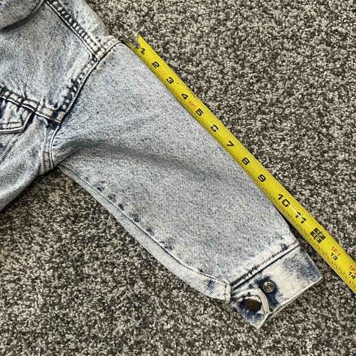VINTAGE Levis Denim Jacket Boy 6 Trucker Acid Wash Orange Tab 90s Made in USA - Picture 10 of 11