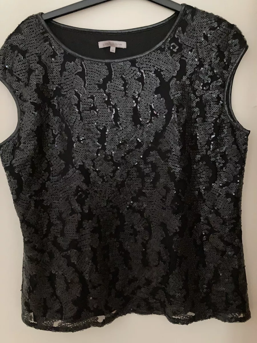 Ladies black sales sequin top