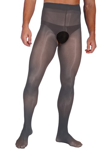 FEESHOW Men's Sexy Ice Silk Pantyhose See Through Glossy Tights Sheer AU - Picture 38 of 132