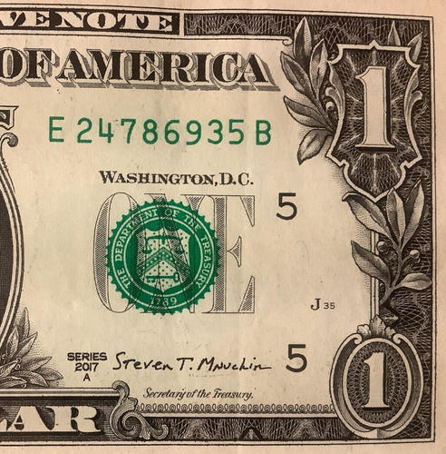 (Complete broken 8-digit Ladder) E 24786935 B ☆ One Dollar Bill Fancy Serial No - Picture 1 of 6