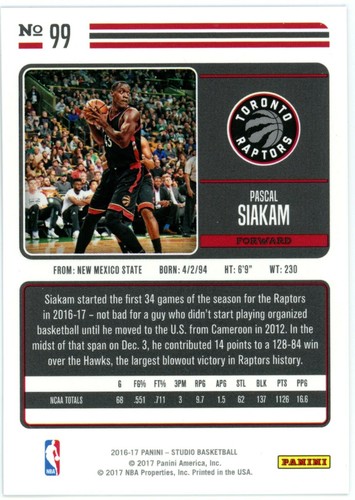 2016-17  Panini Studio Pascal Saikam RC #99 - Picture 2 of 2