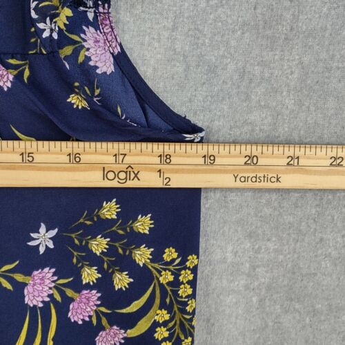 BB Dakota Anthropologie Top Womens Medium Blue Bohemian Ruffle Floral Cap Sleeve - Picture 19 of 19