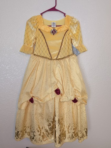 Disney Store Princess Belle Dress Up Costume Gown Red Roses Girls Size 7/8