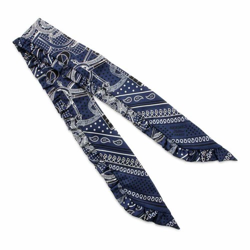 HERMES Twilly Volantes Delantal Muñeca Bandana Eperon d'Or Bandana Seda 100% Marino F... - Imagen 3 de 7