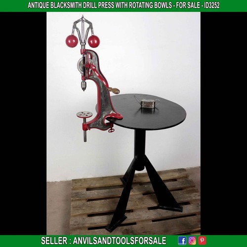 ANTIQUE BLACKSMITH DRILL PRESS WITH ROTATING BOWLS - ID3252 - Picture 2 of 9