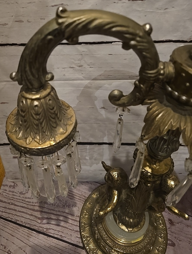 EF & EF Industries Hollywood Regency Brass Cherub Crystal Lamp - Picture 10 of 22