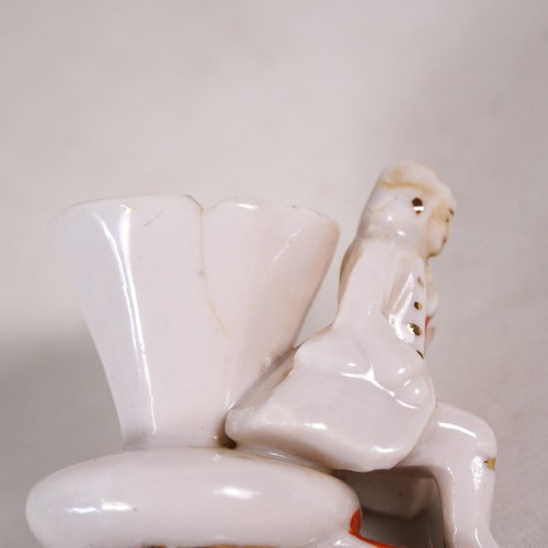 Vintage Porcelain Toothpick Holders x2 Elegant Lady & Man Figurine 1920’s Japan - Picture 7 of 10