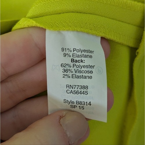 J. Crew Neon Yellow Ruffle Hem V-Back Chartreuse Scuba Mini Dress Size 2 - Picture 7 of 7