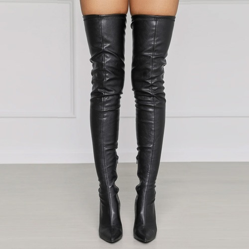 Boots Sexy Women Over-the-knee Pointed Toe Knee High High Heels Side Zip Boots - Picture 9 of 11