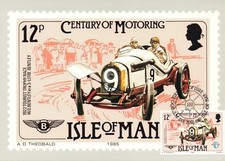 2 x ISLE of MAN 1985 12p BENTLEY & ROLLS ROYCE MAX CARDS POSTCARDS STAMPED FDI