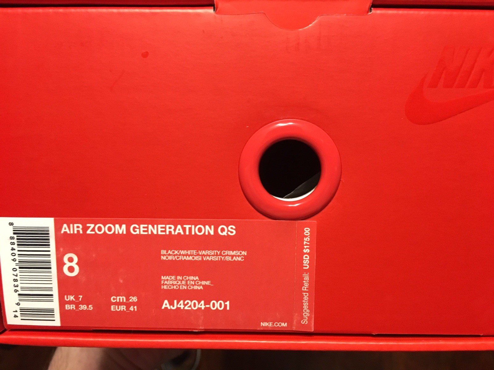 Nike Air Zoom Generation QS AJ4204-001 Black Red White Lebron Lebron Lebron James New DS 44997c Nike Air Zoom Generation QS AJ4204-001 Black Red White Lebron Lebron Lebron James New DS 44997c