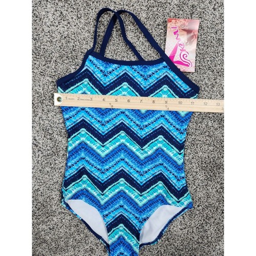 Girls Kanu Surf One Piece Swimsuit Bathing Suit Size 8 Blue - Picture 3 of 6