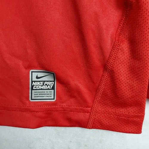 Nike Pro Combat Hombres Talla M Rojo Gris Malla Dri Fit Manga L Camisa Ajustada Béisbol - Imagen 5 de 12