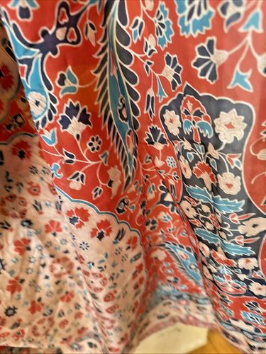 Johnny Was Silk Scarf Square Large Bold Floral Tassels - Picture 4 of 9