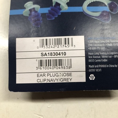 Aqua Sphere Silicone Ear Plugs w/ Lanyard, Nose Clip and Carrying Case Navy Gray - Picture 3 of 4