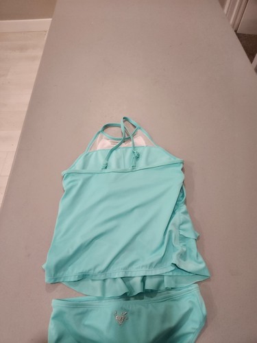 Blue 2 Pcs Justice Tankini Swimsuit Size 10 - Picture 11 of 11