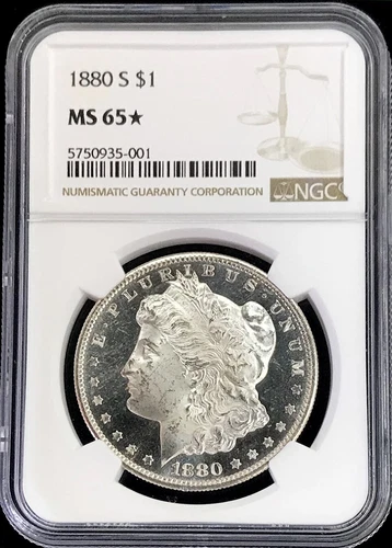 1880 S USA MORGAN SILVER DOLLAR $1 COIN NGC MINT STATE 65* STAR