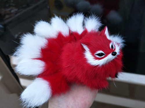 niedliche Simulation Rotfuchs Spielzeug Kunststoff & Pelze Neunschwänze Fuchspuppe Geschenk ca. 18x7cm - Bild 2 von 3