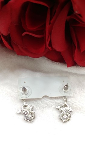 Post back earrings monkey ape zoo animal jungle enamel tail dangle silver tone - Picture 3 of 3