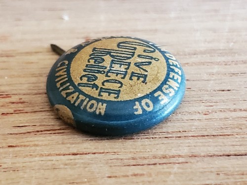 Greece Relief Pinback Liberty Civilization, In Defense Of Badge Button Pin Vtg - Picture 4 of 11