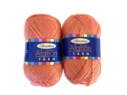 Lot of 2 Herrschners Afghan Yarn 2-ply Coral Rose 0052 (Pink) 220 yds each New
