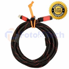 Braided Mini-HDMI -HDMI Cable 10FT f/ Live Stream Video Compatible w/ Nikon D1X