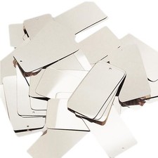 Silver Metallic Sequins Rectangle Long 1.5" Couture Paillettes. Made in USA.