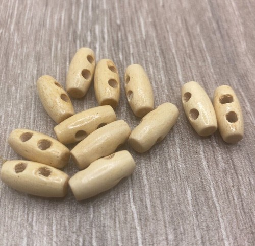 16mmx7mm Tiny Natural Wood Toggle Buttons for Dolls Clothes Baby Duffle Cardigan - Picture 7 of 11