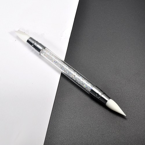 SILICONE BRUSH HOLOGRAPHIC POWDER TOOL DUAL SHINE MIRROR CHROME NAILS - Picture 8 of 11