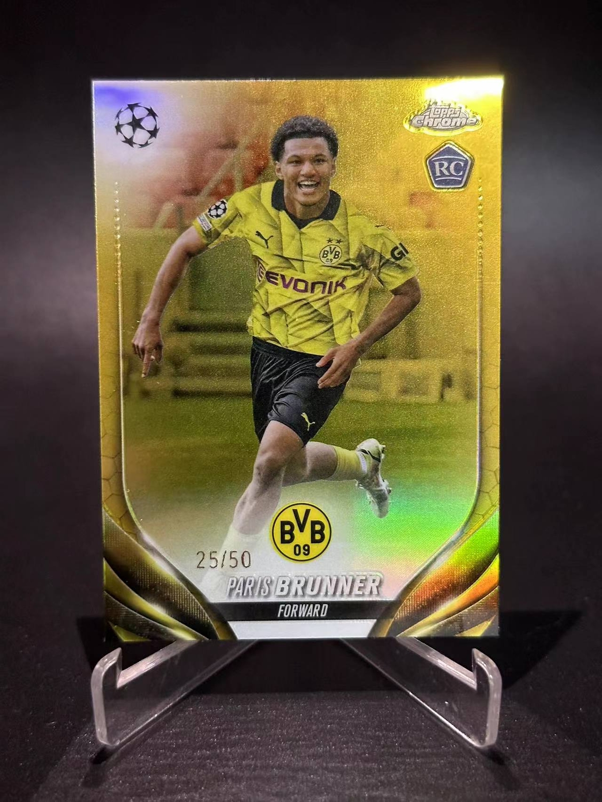 2023-24 Topps Chrome UEFA Paris Brunner Gold Refractor /50 RC Rookie