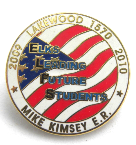Elks Enamel Pin Lakewood ELFS Students 2009 2010 Mike Kimsey Hat Lapel