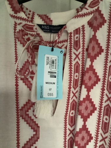 RRP £65 Marks & Spencer Cotton Rich Maxi Beach Dress Long Kaftan Boho M & S M - Picture 4 of 8