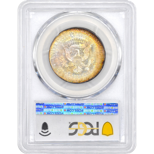 Group of 4x 1967 Kennedy Half Dollars PCGS MS65, AU58, AU55 - Rainbow Toning - Picture 6 of 13