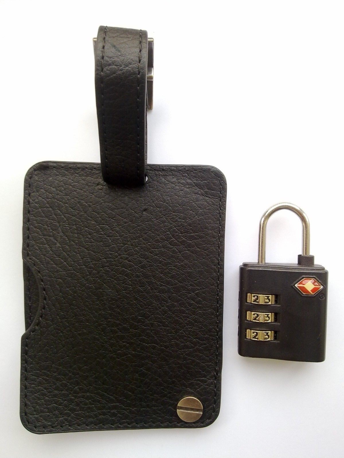 1 x LÉGER TSA combinaison bagages & Lock & bagages Cuir I.D. Sac Tag (Noir) 019dc1 1 x LÉGER TSA combinaison bagages & Lock & bagages Cuir I.D. Sac Tag (Noir) 019dc1