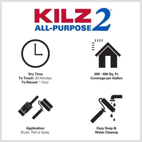 All-Purpose White Water-Based Interior Exterior Primer Sealer Stain Blocker 1Gal - Picture 7 of 7