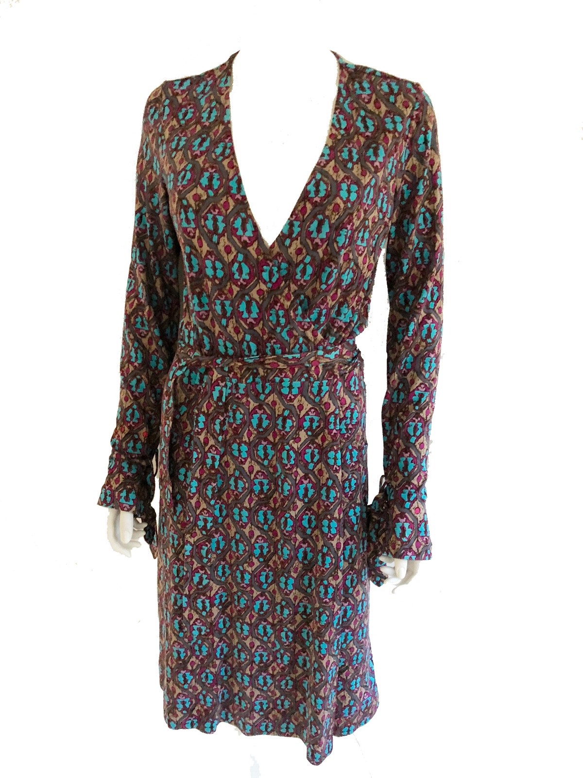 VINTAGE Diane Von Furstenberg Eracle 100% seta A portafoglio, Taglia Small VINTAGE Diane Von Furstenberg Eracle 100% seta A portafoglio, Taglia Small